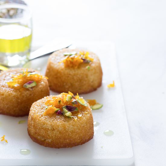 Orange Saffron Syrup Cakes