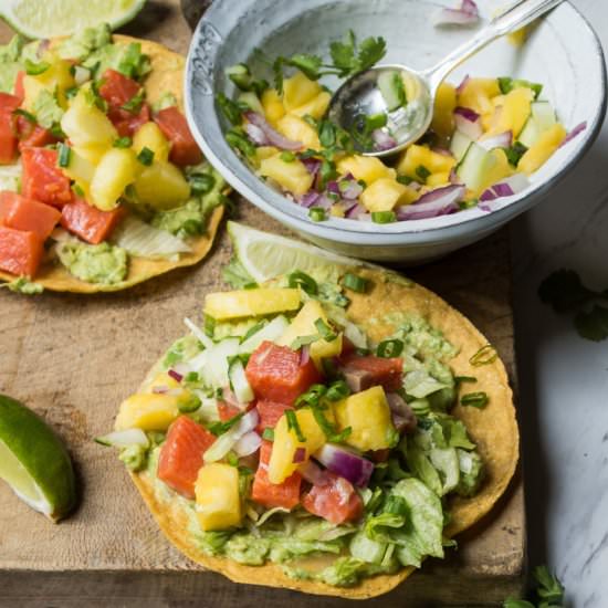 Spicy Hawaiian Poke Tostadas