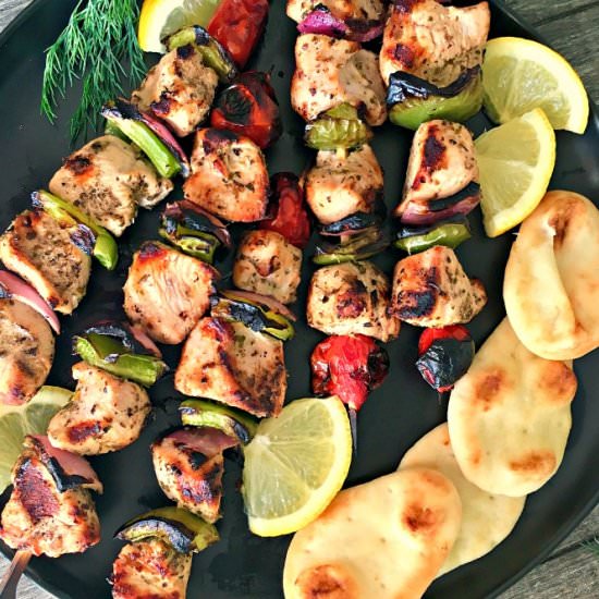 Grilled Lemon Garlic Chicken Kabobs