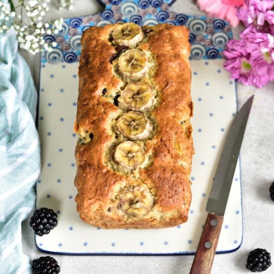 Banana bread with blackberries