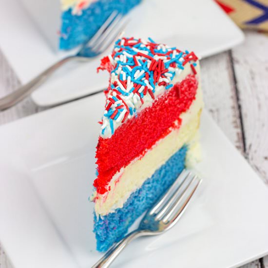 Red White and Blue Cheesecake Cake
