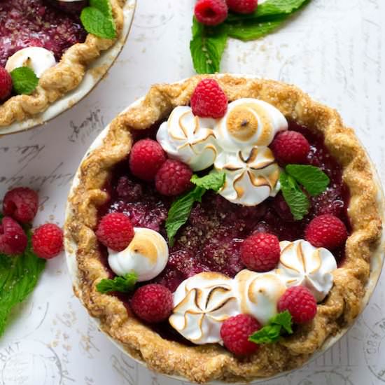 Raspberry Italian Meringue Pie