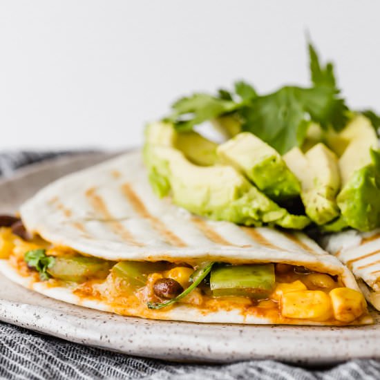 Spicy Black Bean & Corn Quesadillas