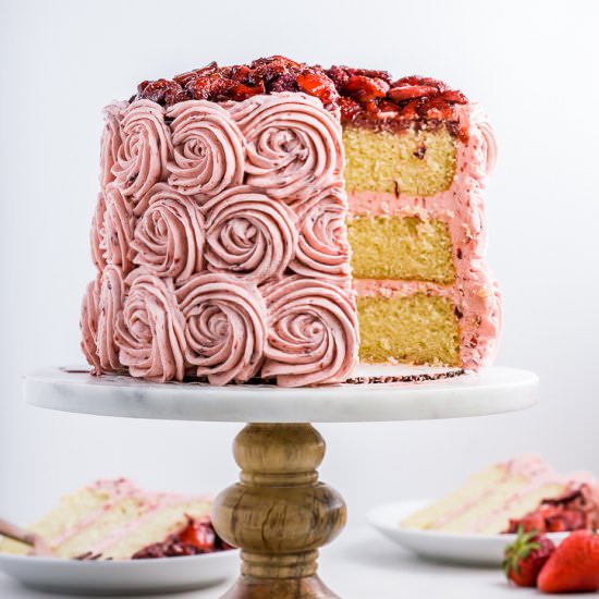 Balsamic Roasted Strawberry Cake