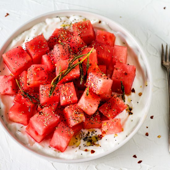 Watermelon Yogurt Summer Salad