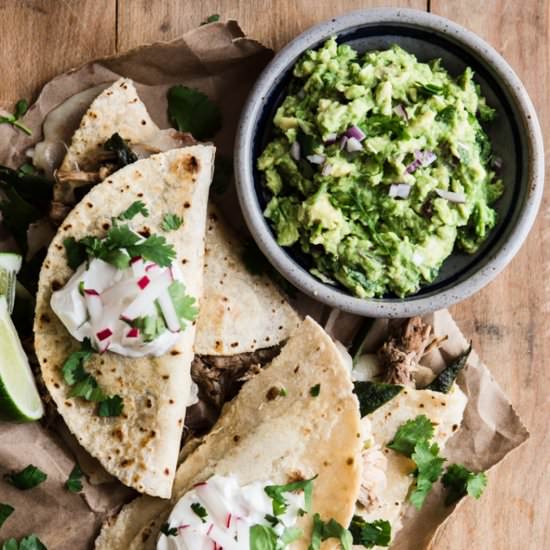 Poblano and Carnitas Quesadillas