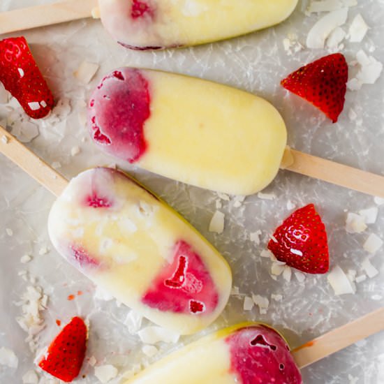 Pineapple Strawberry Coconut Pops
