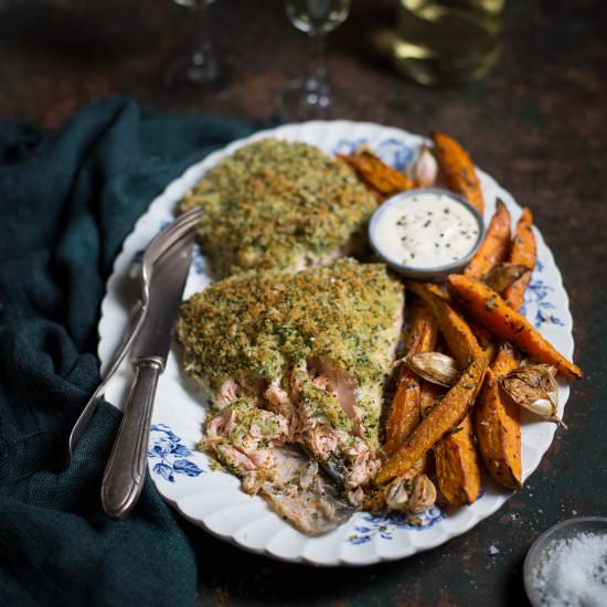 Herb & fennel crumbed salmon