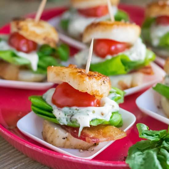 BLT Scallop Stacks with Basil Mayo