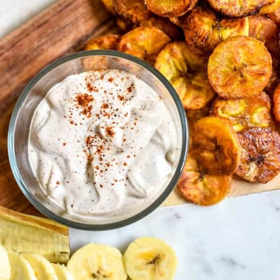 Baked Plantain Chips w/ Chili Dip