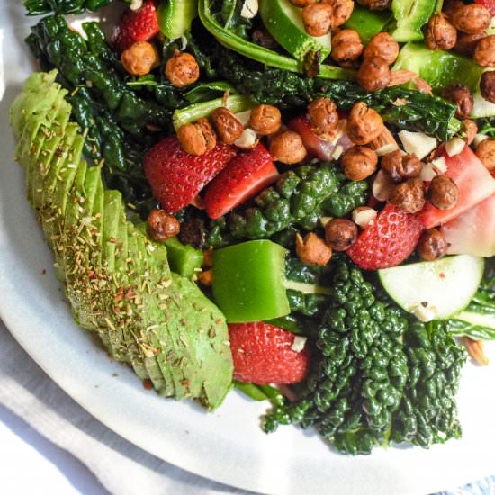 Kale, Berry, Chickpea Summer Salad