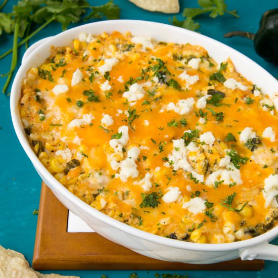 Cheese Dip with Corn and Poblanos