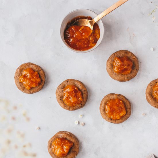 PEACH JAM PALEO THUMBPRINT COOKIES