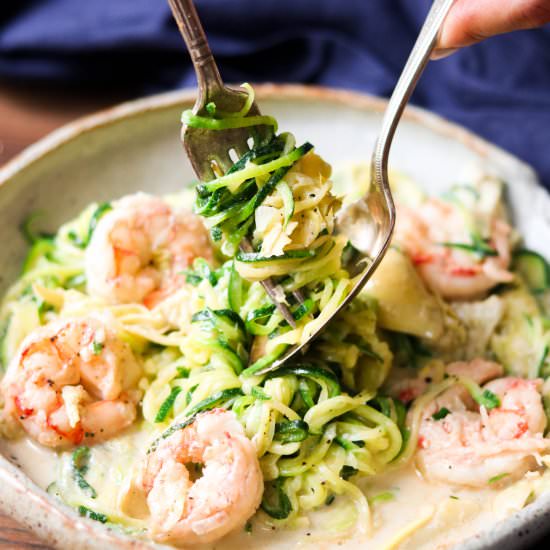 Shrimp Alfredo w/ Artichoke Hearts