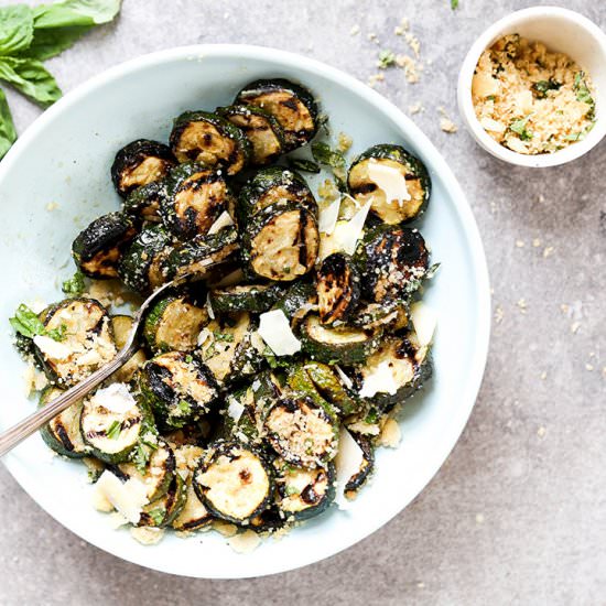 Grilled Zucchini with Bread Crumbs