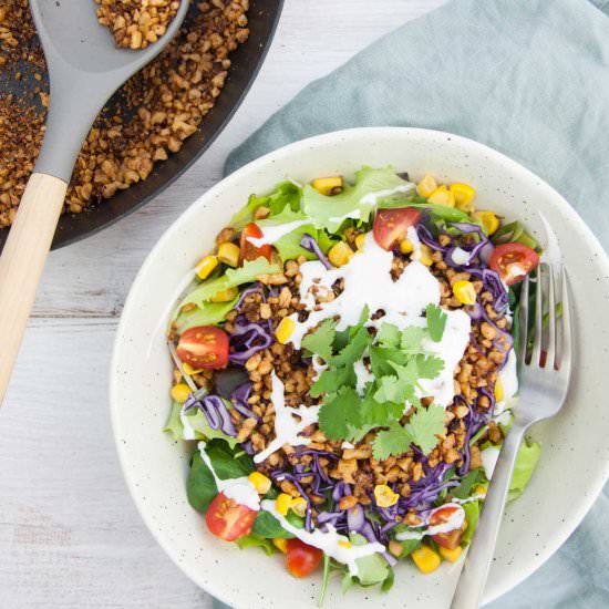 Walnut Meat Taco Salad Bowl