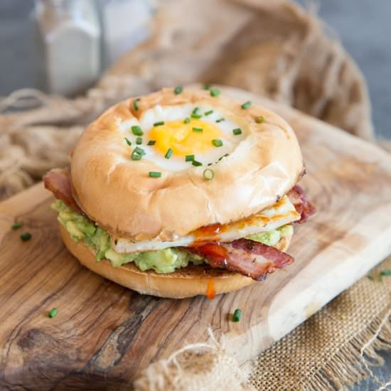 Egg in a Hole Breakfast Bagel