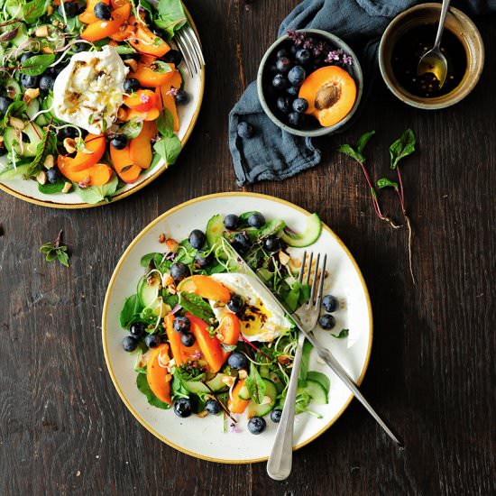 Apricot and blueberry summer salad