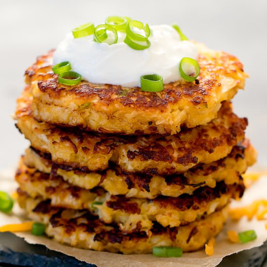 Cheesy Cauliflower Fritters