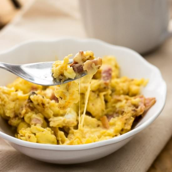 Scrambled Eggs with Bacon & Cheese