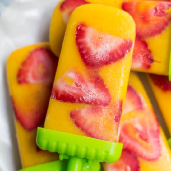Healthy Strawberry Mango Popsicles