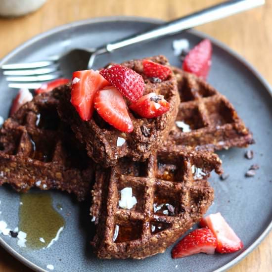 Vegan Chocolate Oat Flour Waffles