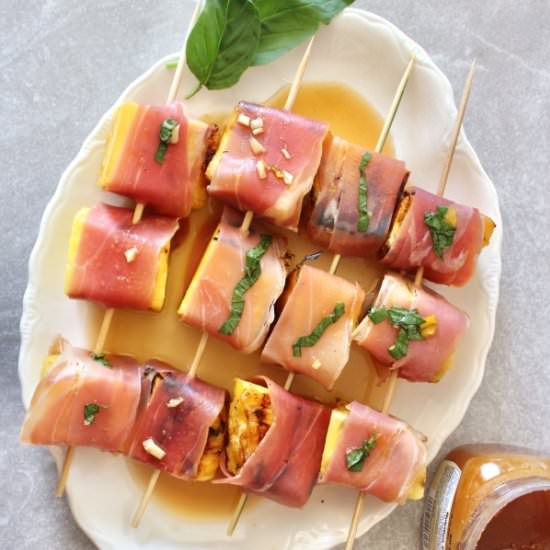 Prosciutto Wrapped Pineapple Skewer