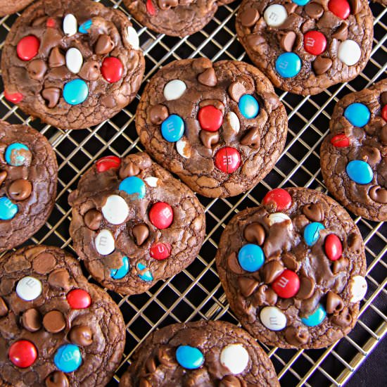 Chewy Patriotic Brownie Cookies