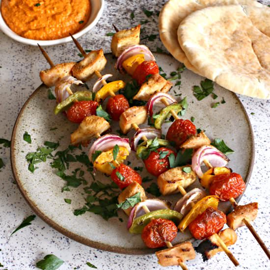 Grilled Chicken Skewers with Sauce