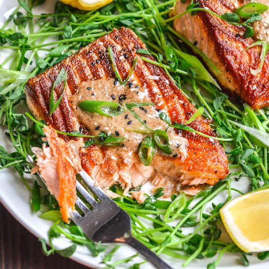 Seared Salmon w/ Miso-Brown Butter