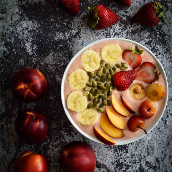 Strawberry Peach Yogurt Bowl
