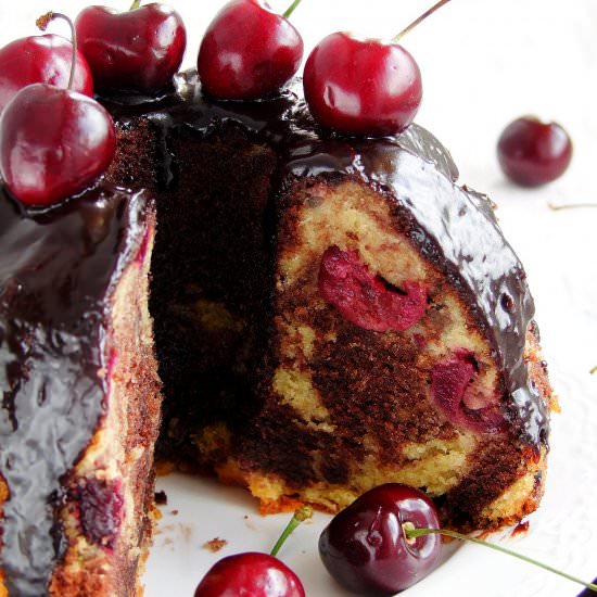 marble cake with cherries