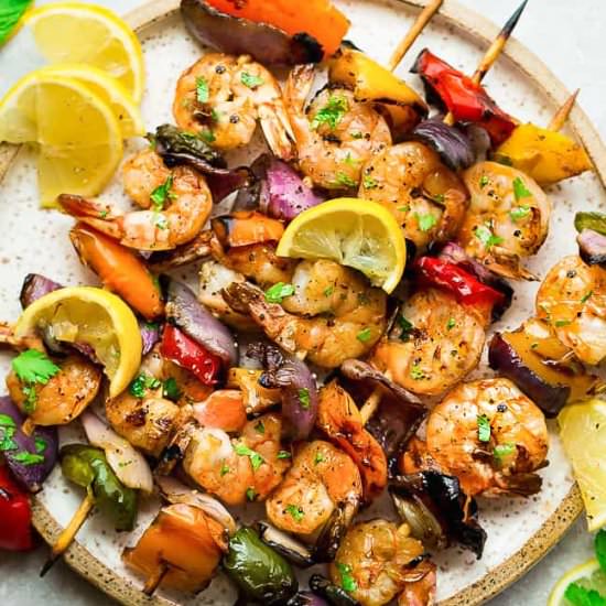 Grilled Lemon Garlic Shrimp Skewers