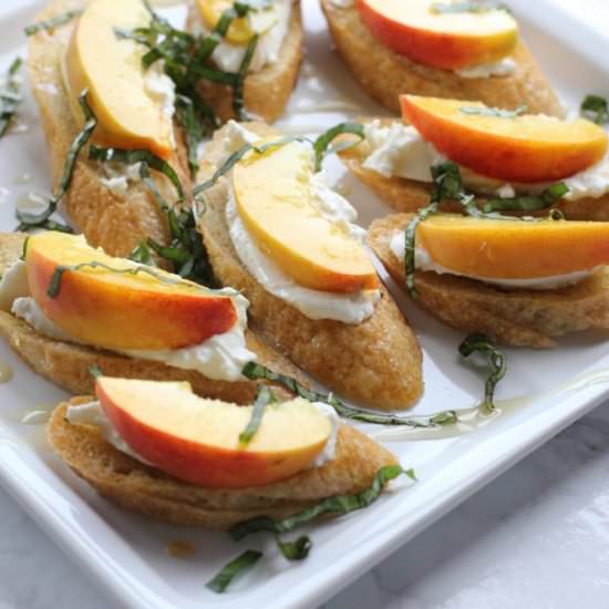 Peach and Burrata Bruschetta