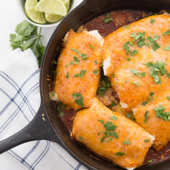One Pan Smothered Beef Burrito