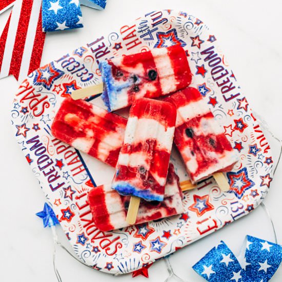 Red, White, And Blue Healthy Pops