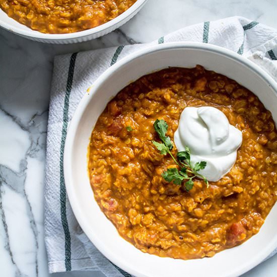 Golden Sweet Potato Lentil Soup