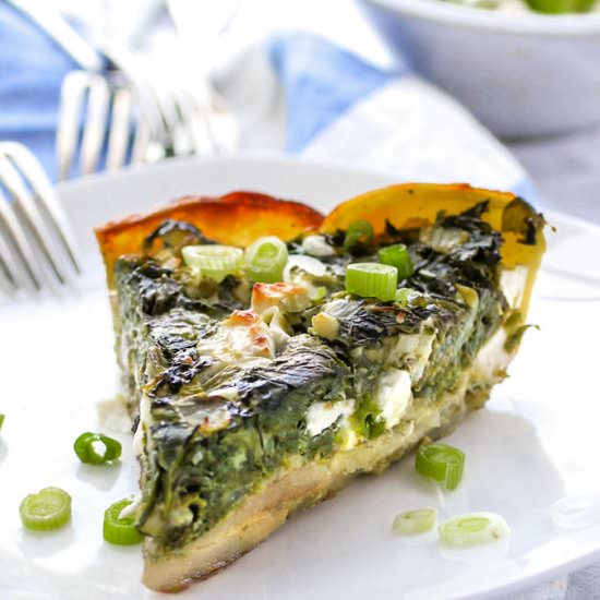 Greek Spinach Pie in Potato Crust