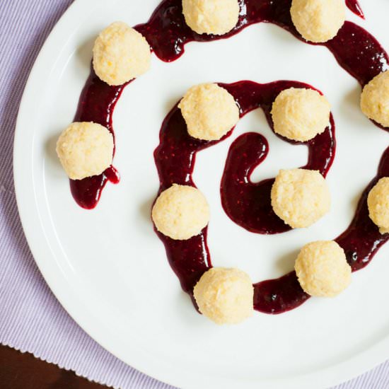 Millet Balls w/ Mixed Berries Sauce