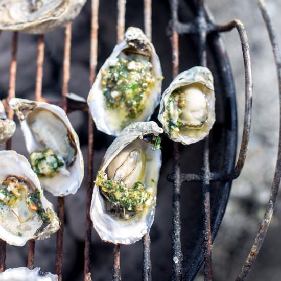 Grilled Oysters Rockefeller