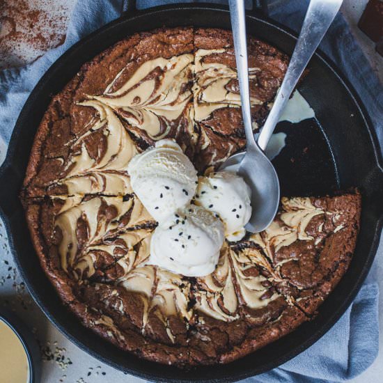 Chocolate Tahini Skillet Cookies