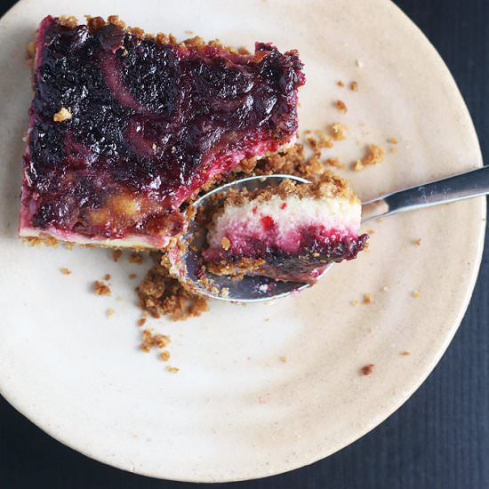 cherry swirled cheesecake bars