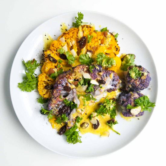 Cauliflower Steaks with Curry Sauce