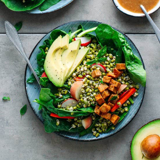 Sprouted Mung Bean & Peach Salad