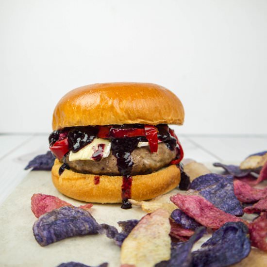 red white and blueberry burgers