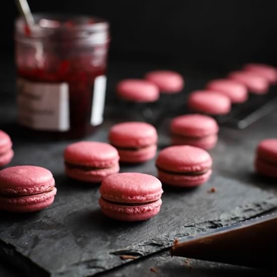 Chocolate Raspberry Macarons