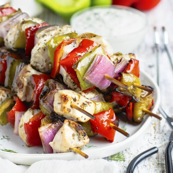 Grilled Greek Chicken Shish Kabobs