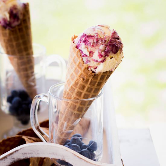 Blueberry Vanilla Swirl Ice Cream