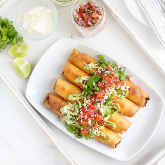 Flautas with Cilantro Avocado Cream
