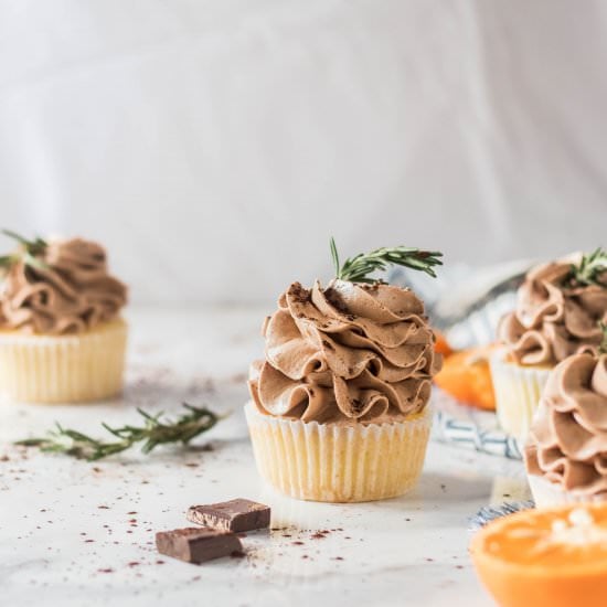Orange Chocolate Rosemary Cupcakes
